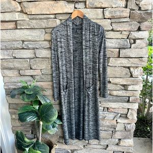 White House Black Market Marled Lightweight Duster Cardigan Sweater Open Gray XS